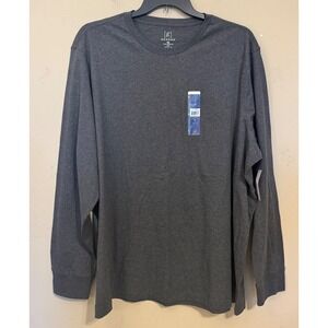 George‎ Shirt Men 3XL Long Sleeve Heather Gray Cotton Basic Crewneck NEW